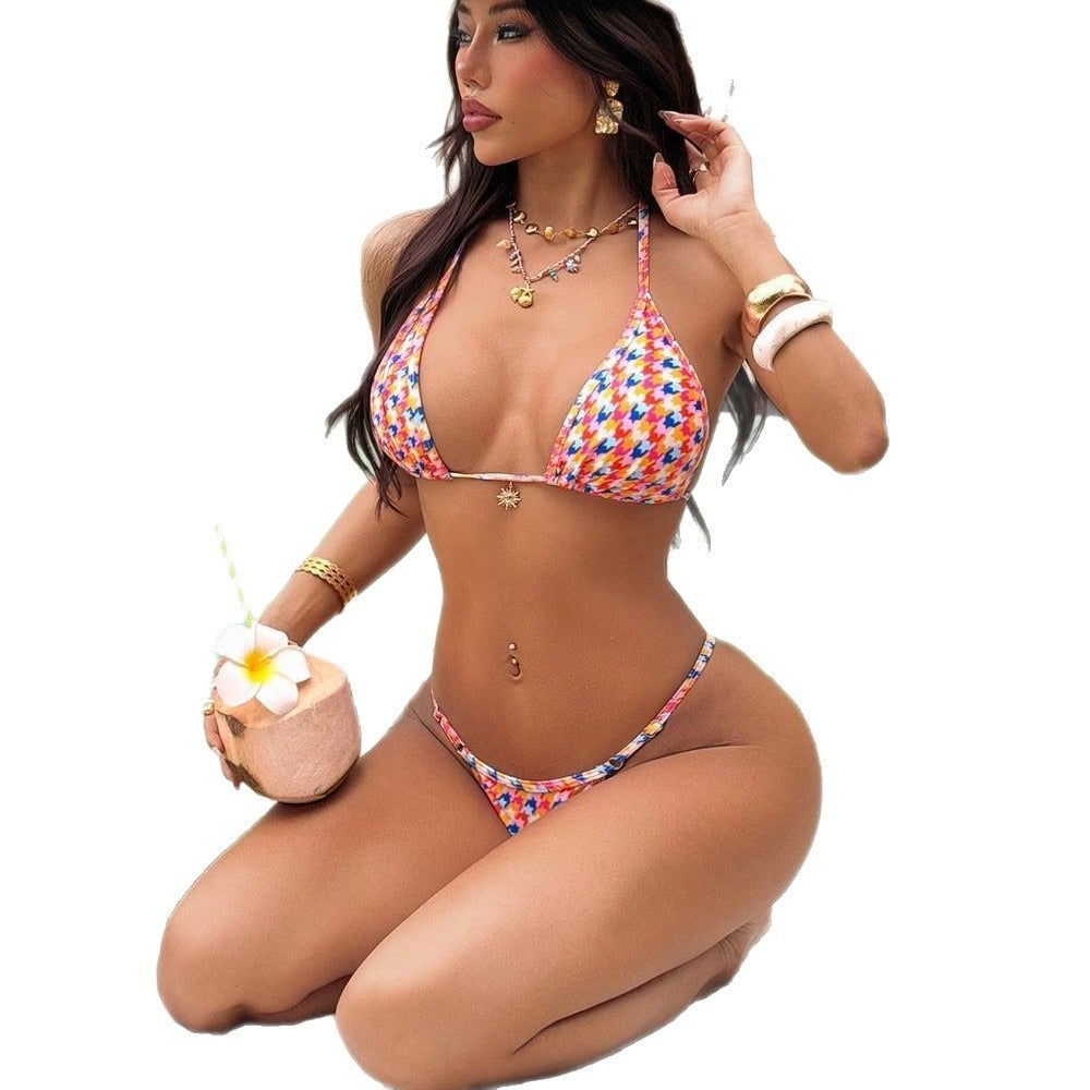 Printed lace up one-piece swimsuit