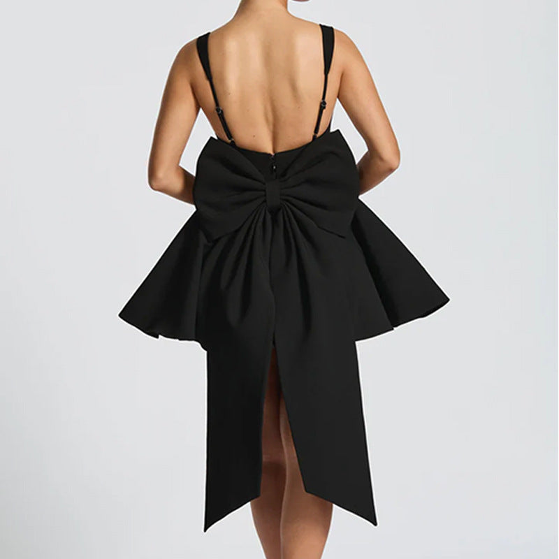 Summer Halter Mini Dress - Backless Large Bow Corset