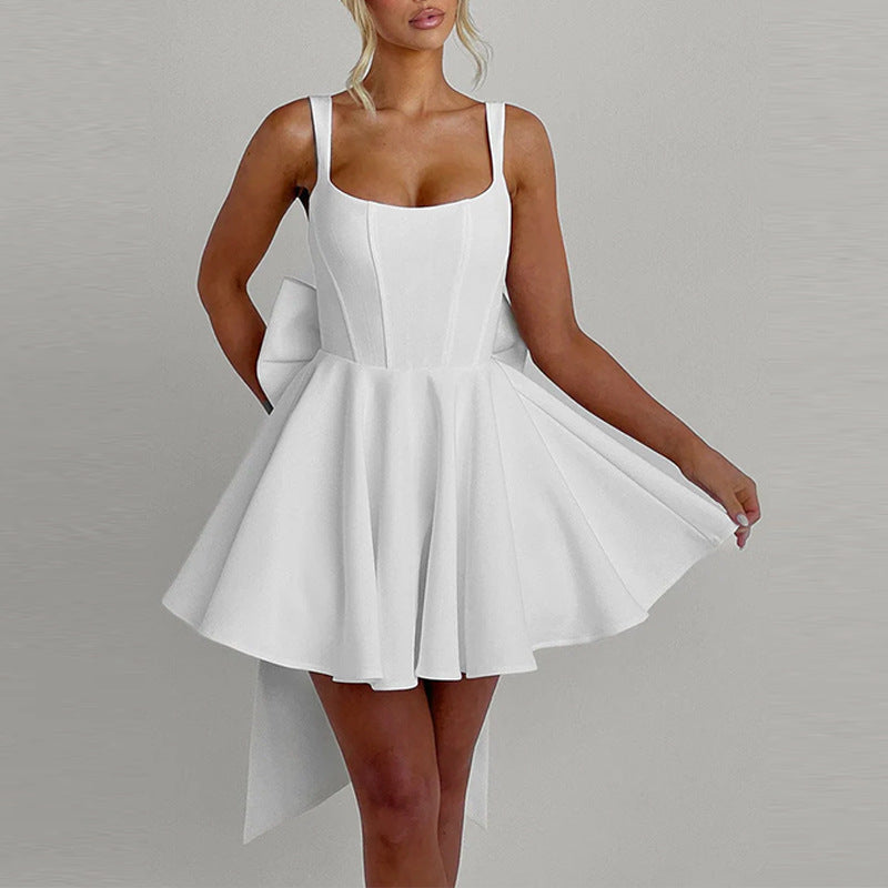 Summer Halter Mini Dress - Backless Large Bow Corset