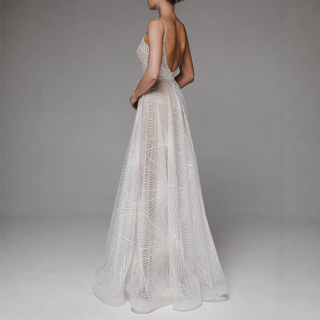 Spaghetti Strap Embroidered Prom Gown - Ball Dress