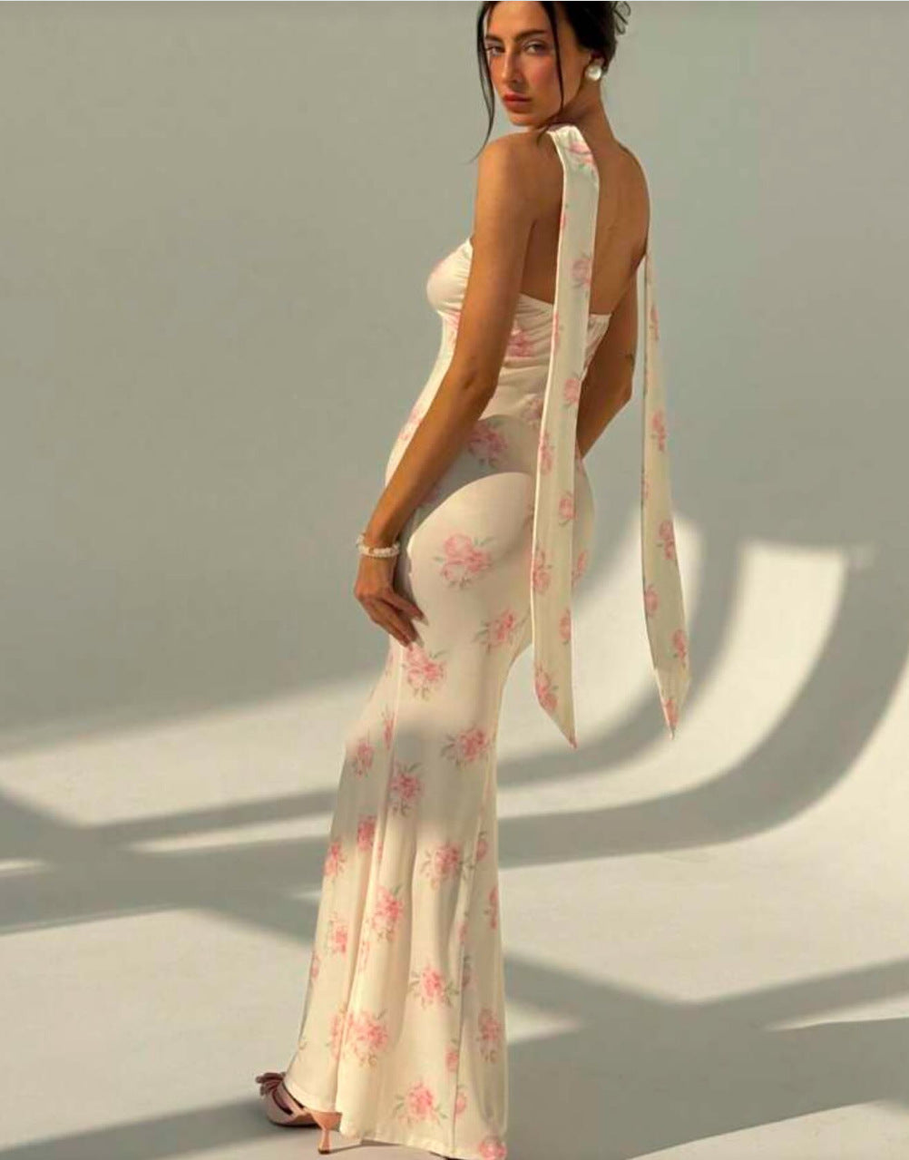 Strapless Ribbon-Trimmed Prom Gown - Fitted Sheath Dress