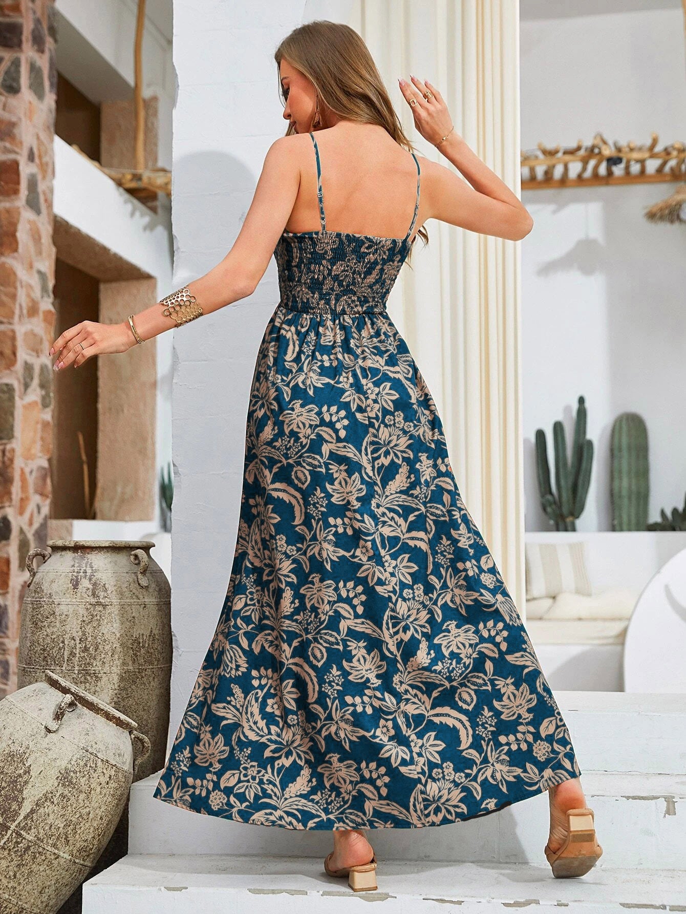 Floral Maxi Dress - Flowy Spaghetti Strap Summer Style