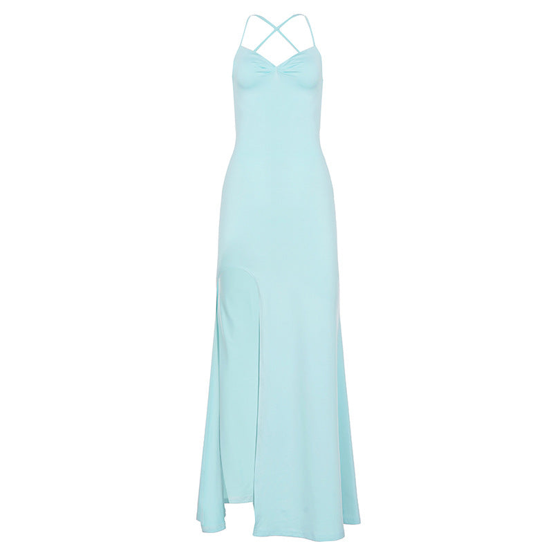 Backless Party Dress - Bow Detail Split Maxi Gown