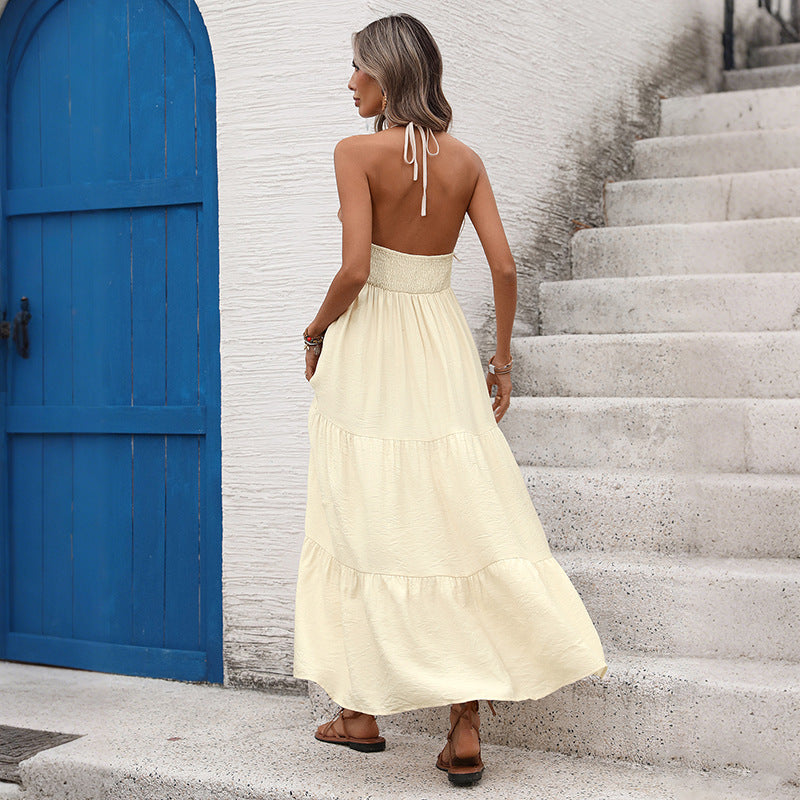 Deep V-neck Maxi Dress - Backless Summer Style