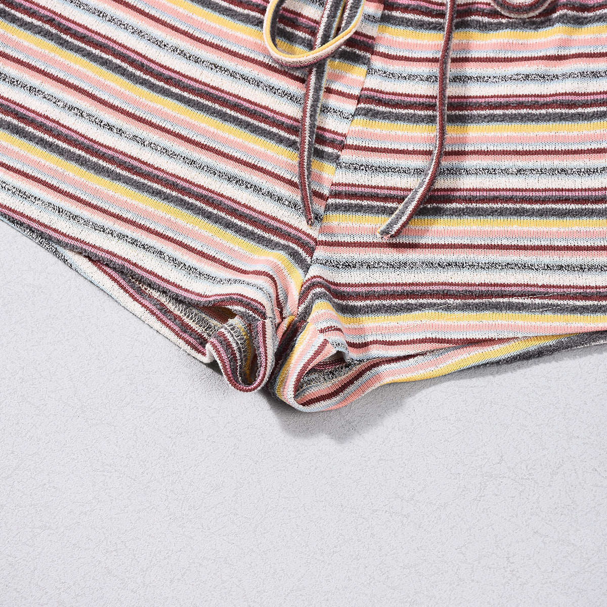 Striped Halter Crop Top and Shorts Set - Multicolor Outfit