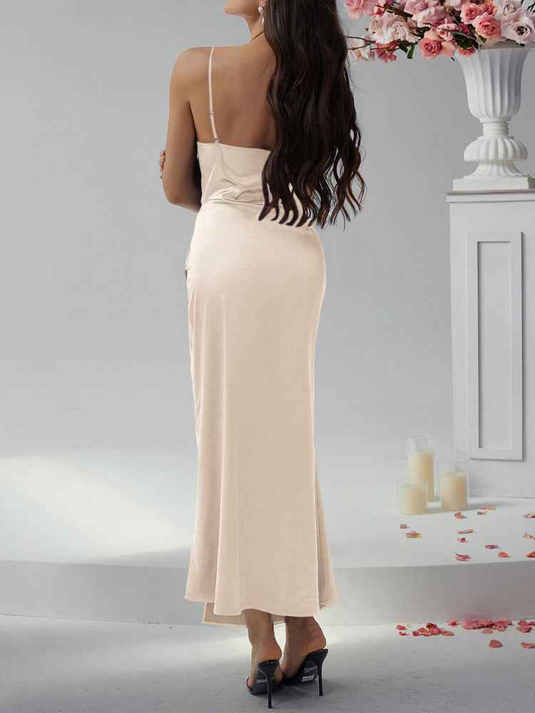 Halter Neck Maxi Dress - Sleeveless Evening Gown