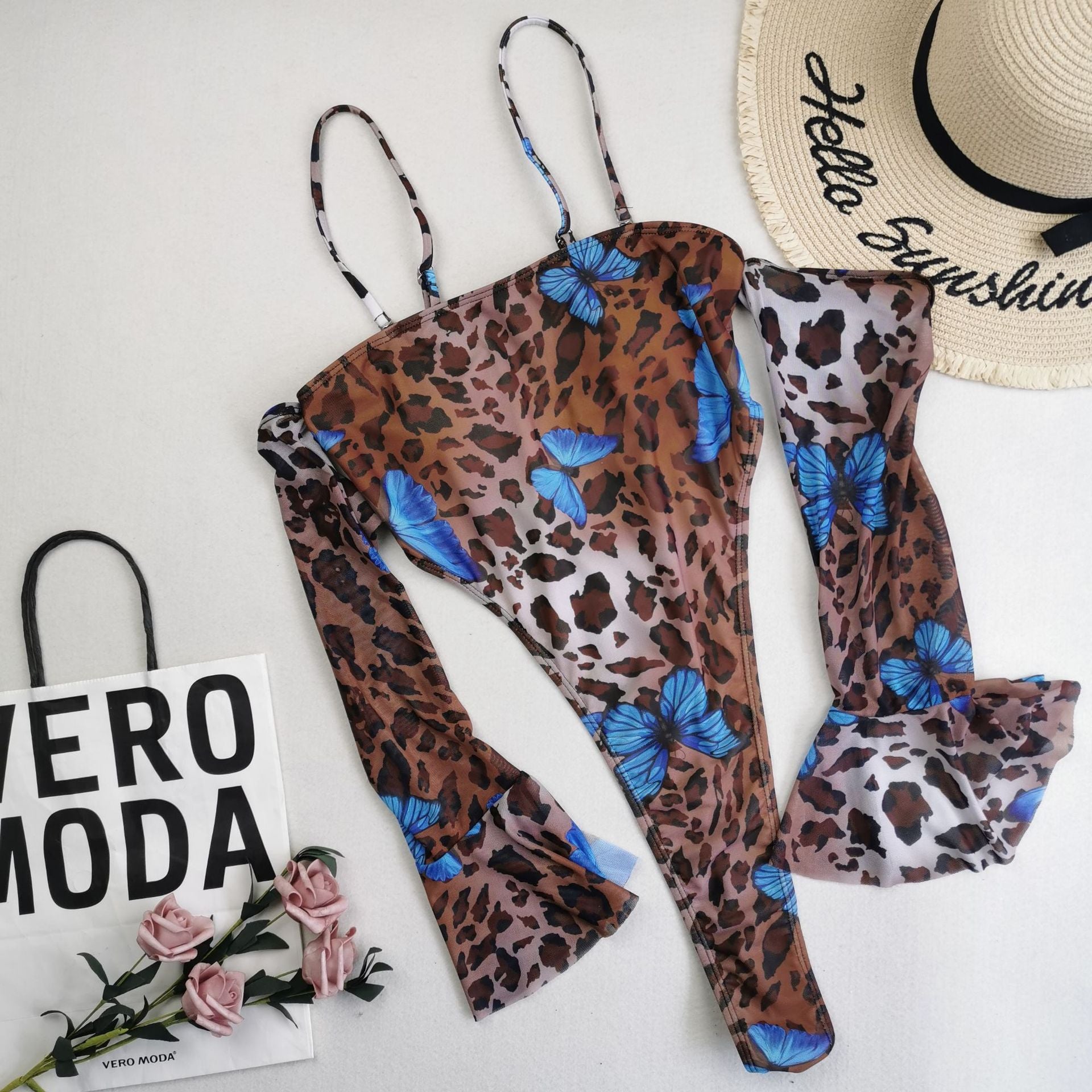 Sheer Mesh Long Sleeve Bodysuit - See Through Fitted