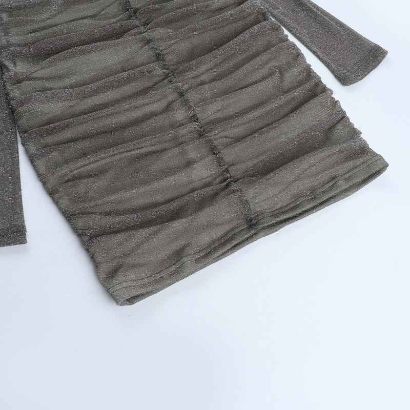 Sexy Sequin Pleated Mini - Off-Shoulder Tied Bodycon Dress