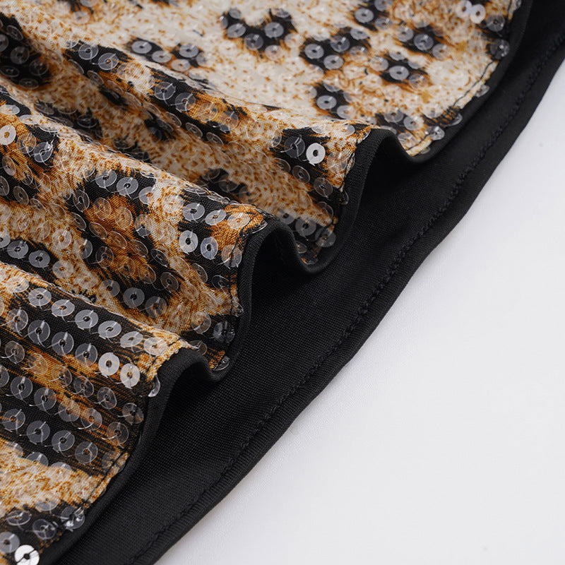 Leopard Print Cami - Party Glitter Square Neck