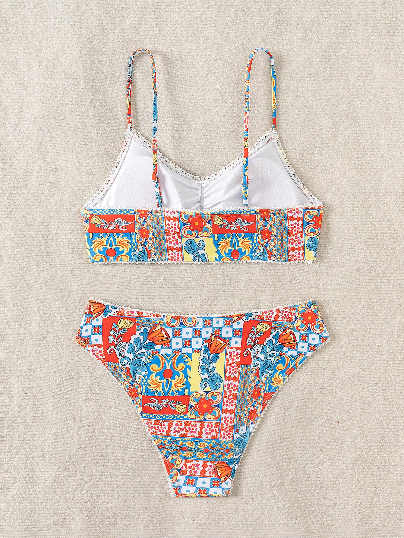 Patchwork Bikini - High-Waisted Bohemian Print - Fashions Envy