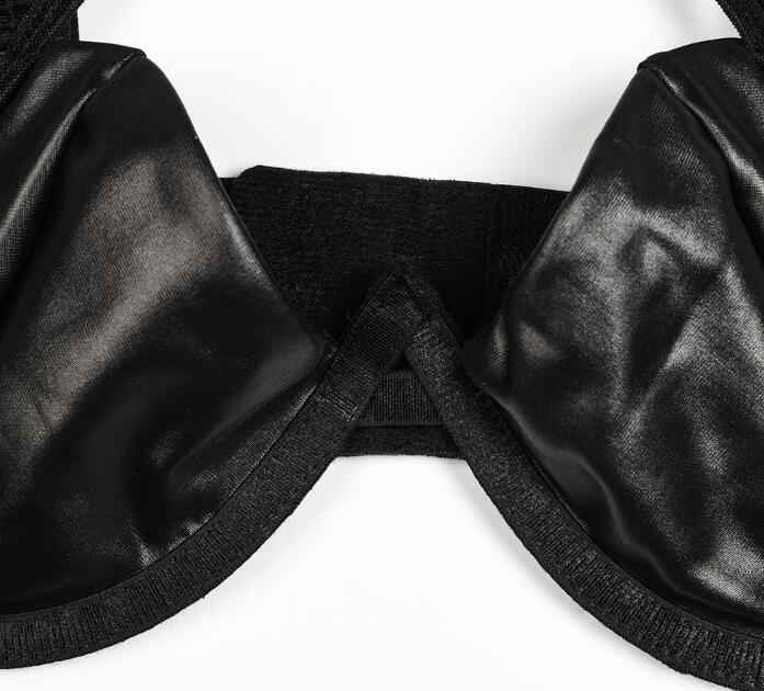 Mesh Lingerie Set - Black Bra Thong Garter Belt Three Piece