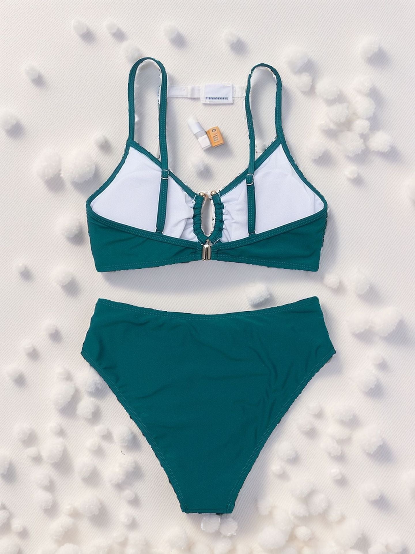 Ruched Bikini - Teal Keyhole High-Waisted - Fashions Envy