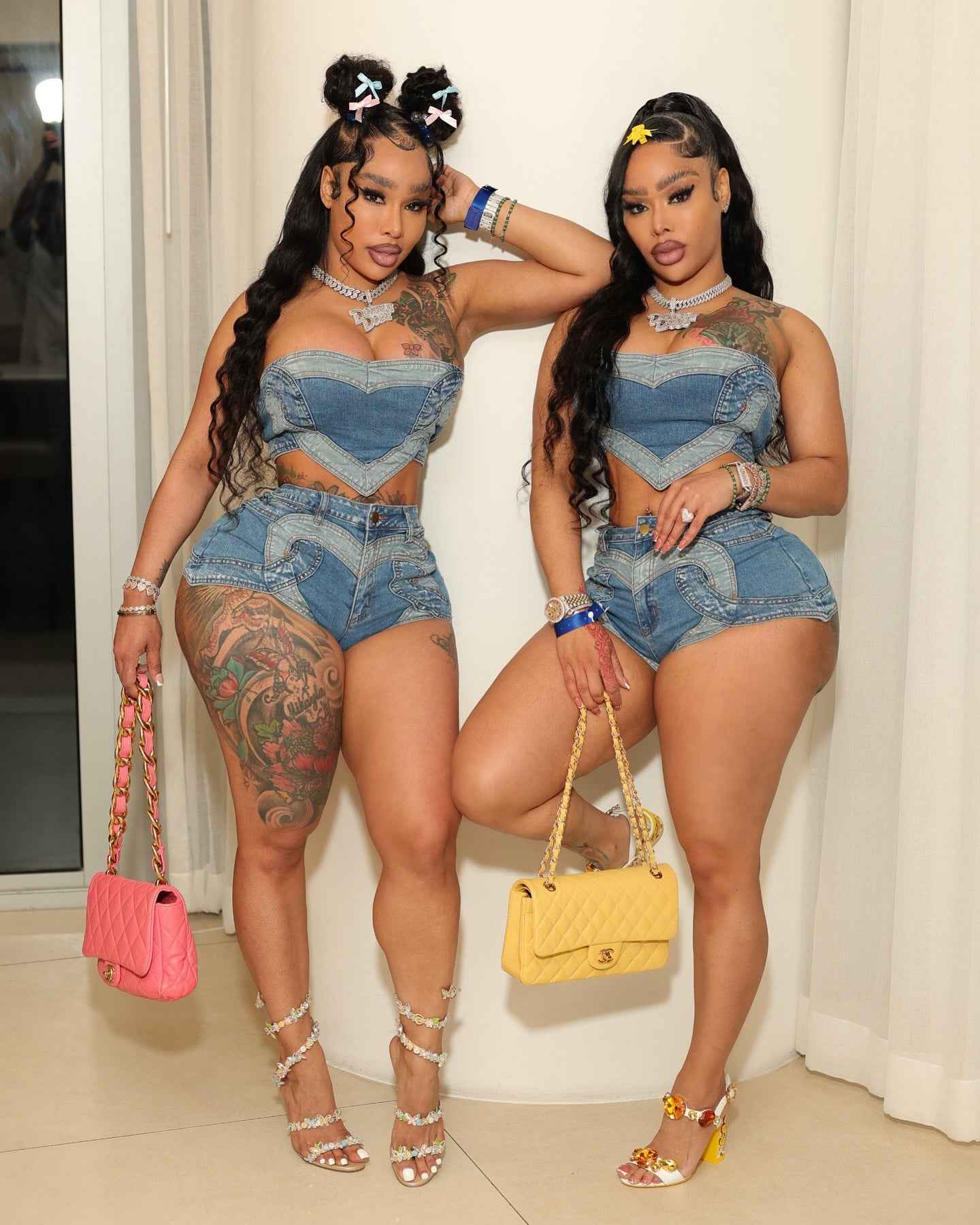 Sexy Heart-shaped Washed Denim Set - Western Style Outfit