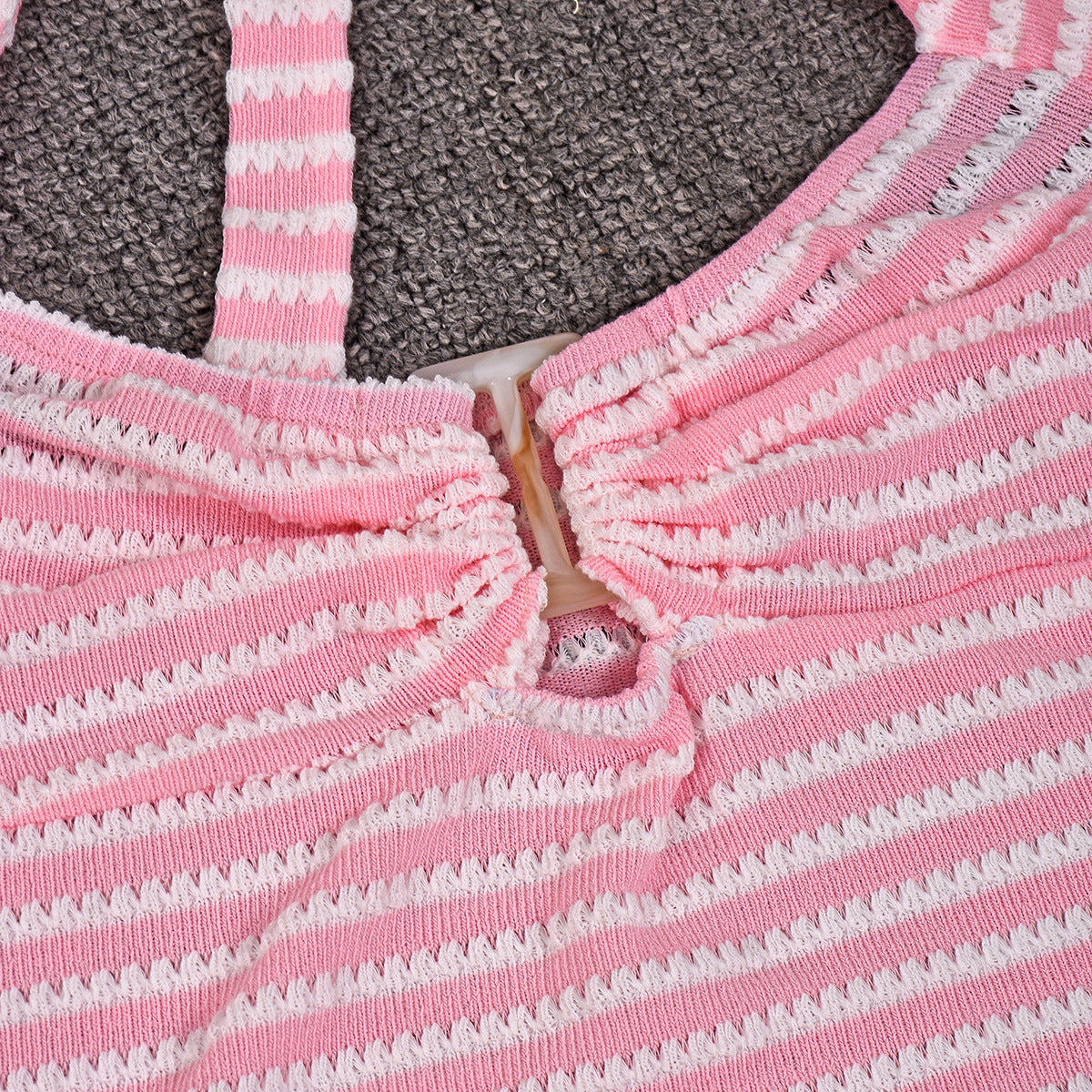 Halter Neck Mini Shorts Set - Decorative Crop Top Outfit