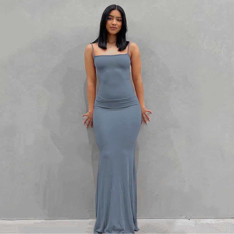 Pure Slim Peach Hip Suspender Long Fishtail Skirt