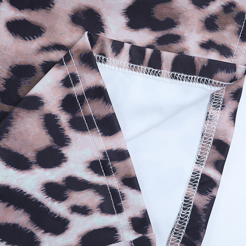 Leopard Print Mini Dress - Casual Sleeveless Round Neck