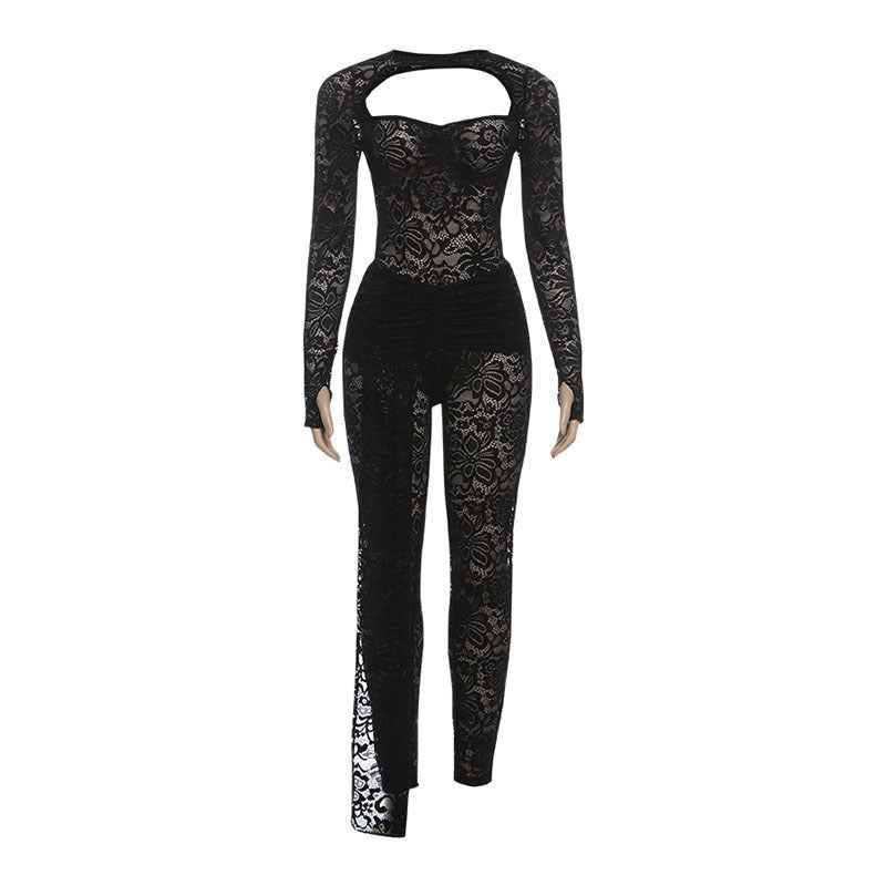 Sexy Lace Hot Girl Outfit Set - Bodysuit and Pants