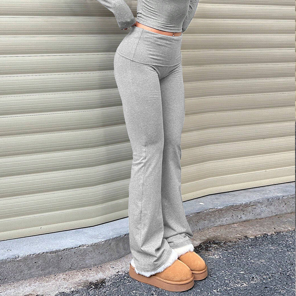 High Waist Skinny Pants - Casual Elastic Waistband