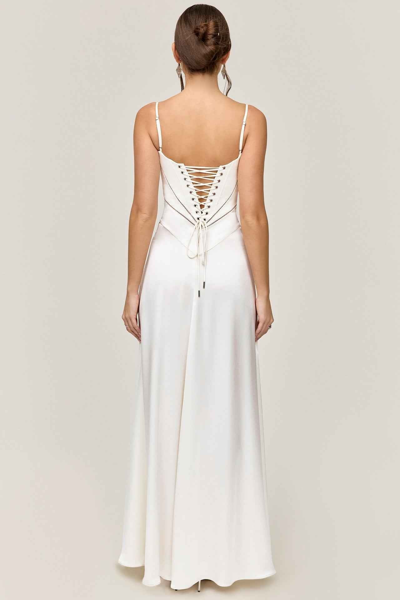 Corset Back Maxi Dress - Spaghetti Strap Slim Fit Camisole Gown