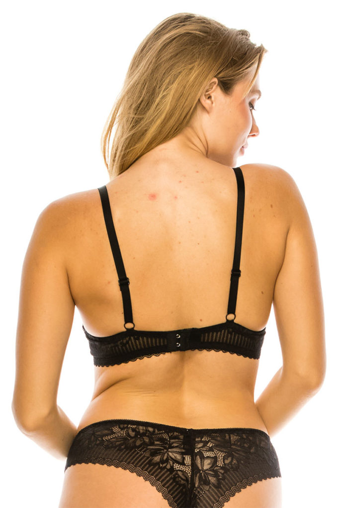 Lace Trim and Center Front Detail Soft Non Padded Bra