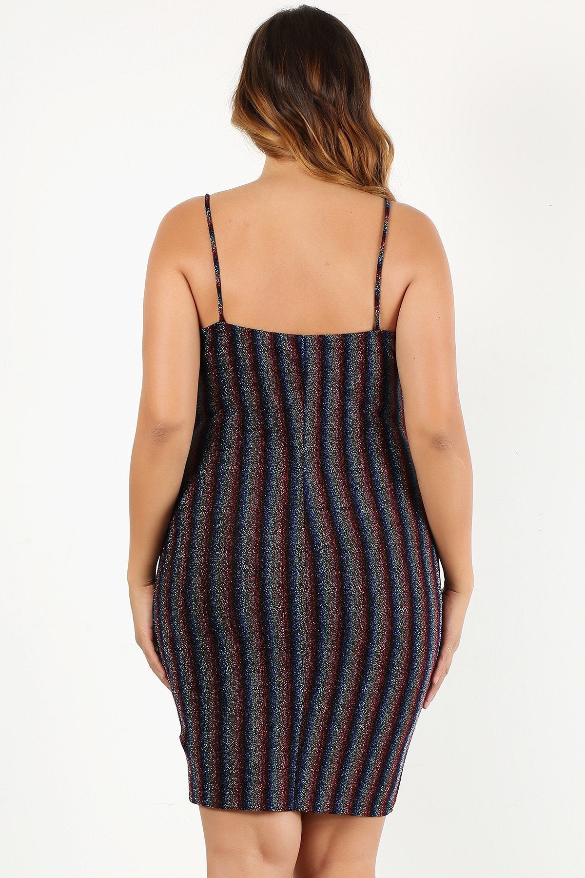 Plus Size Rainbow Striped Sleeveless Mini Dress