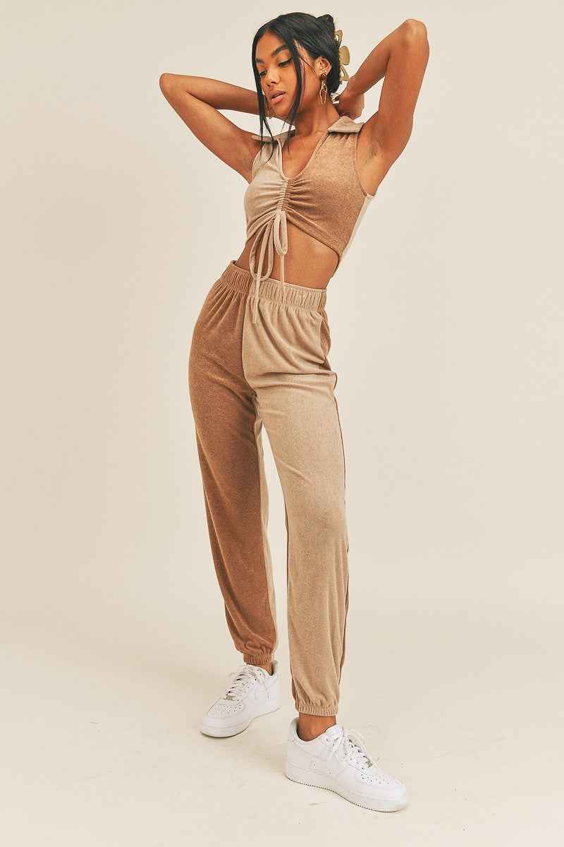 Two-tone Color Chic Two-piece Set