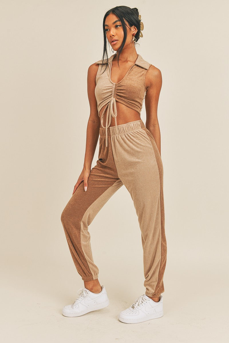 Two-tone Color Chic Two-piece Set