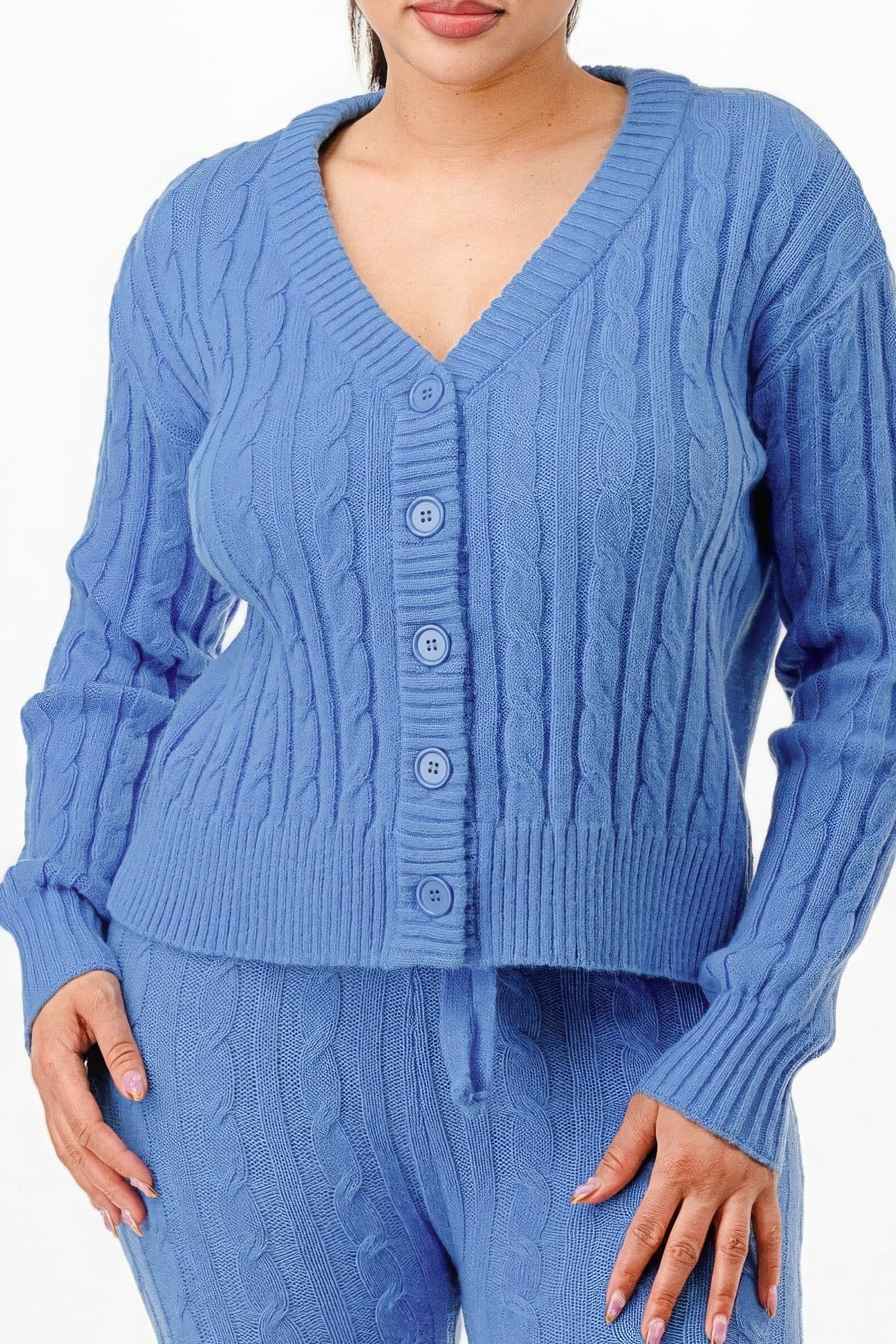 Cable Knit Sweater Cardigan Set