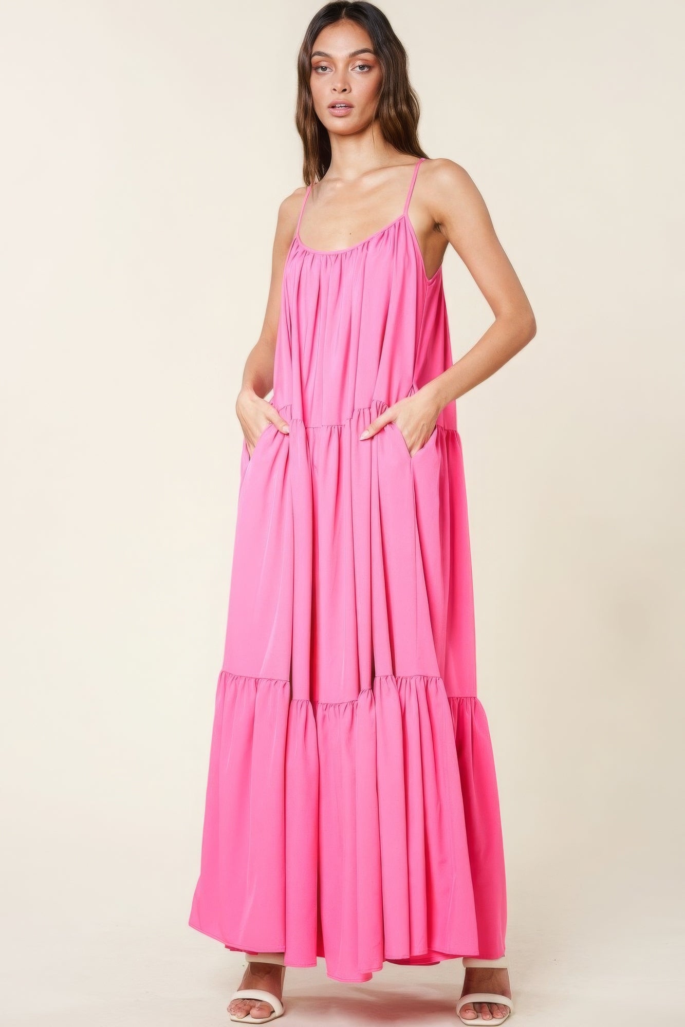 A-Line Maxi Sun Dress With Pockets