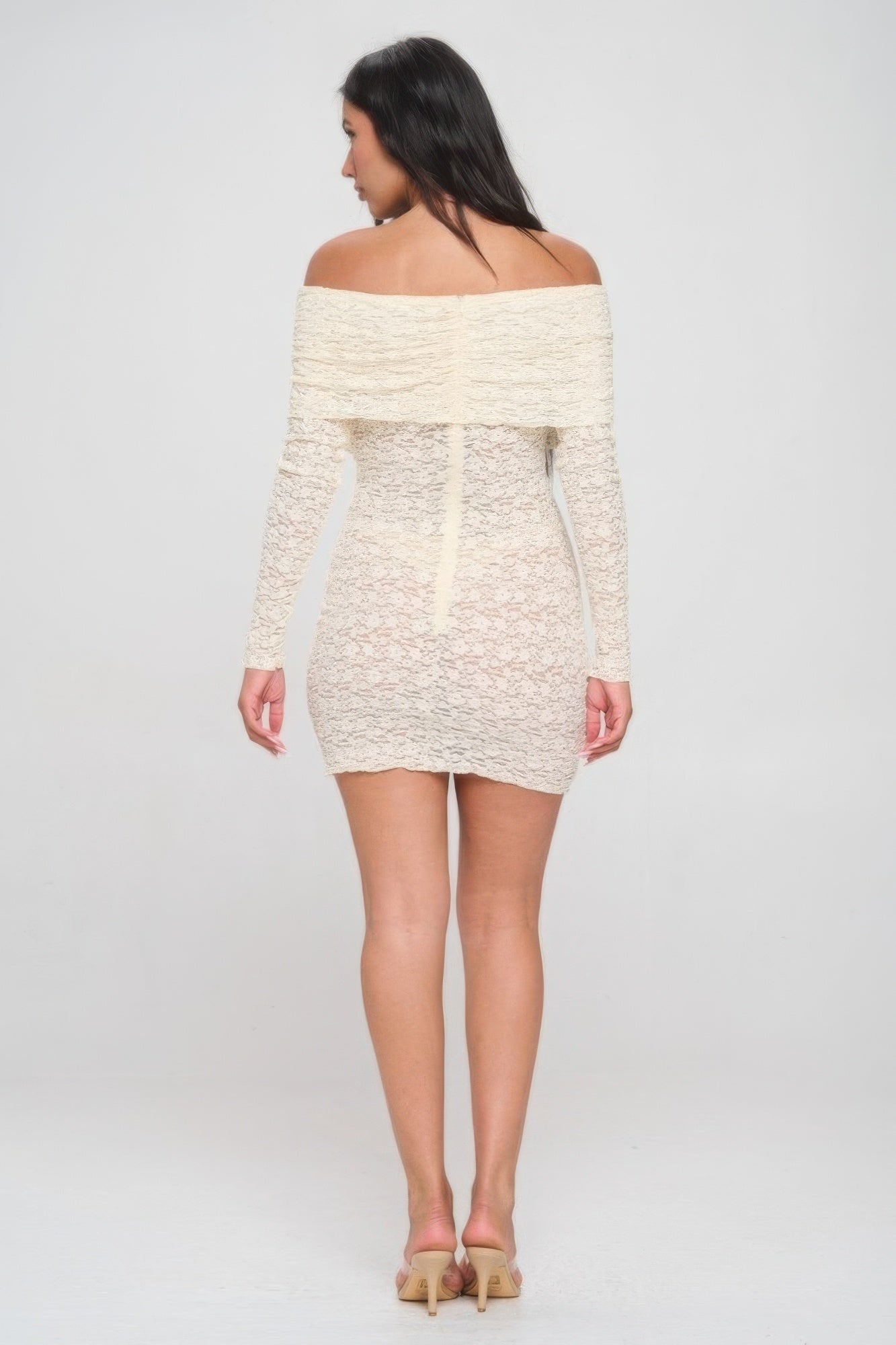 Off Shoulder Lace Bodycon Mini Dress