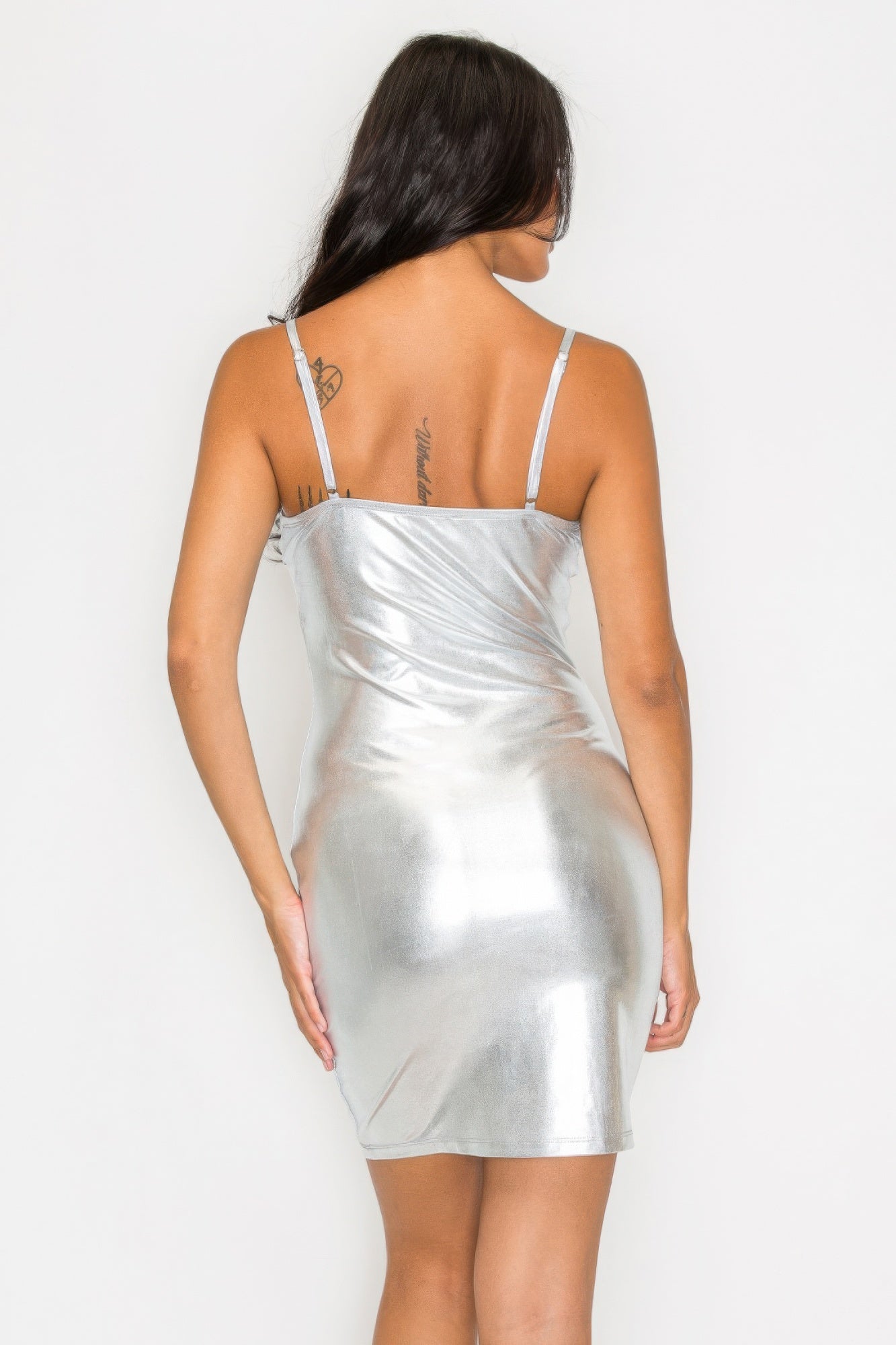 Bodycon Scoop Neck Foil Mini Dress