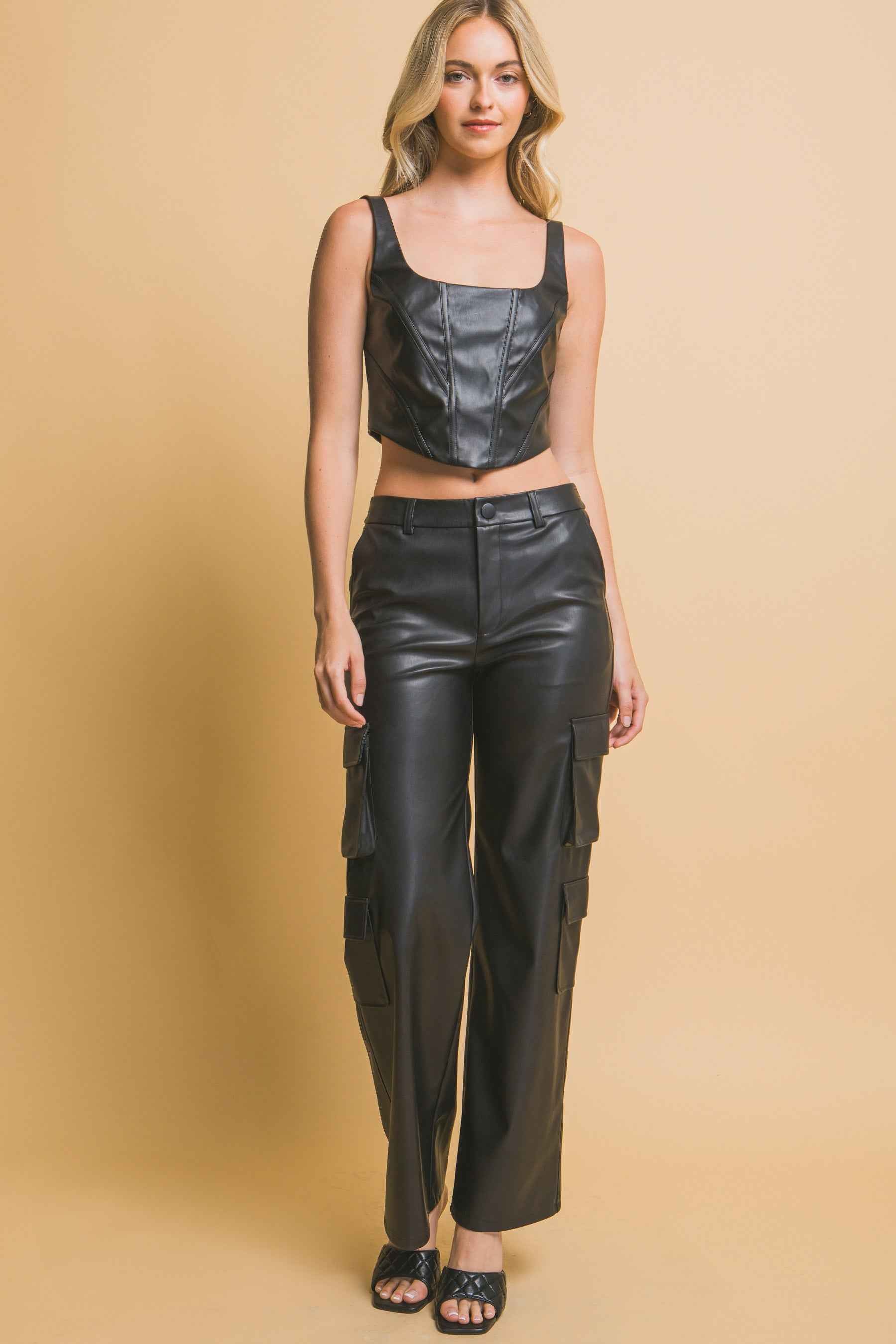 Faux Leather Corset Inspired Top
