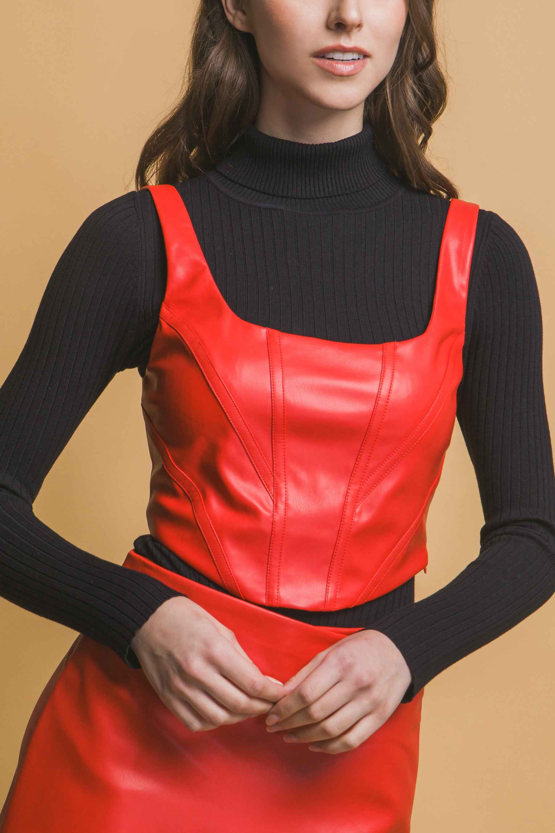 Faux Leather Corset Inspired Top