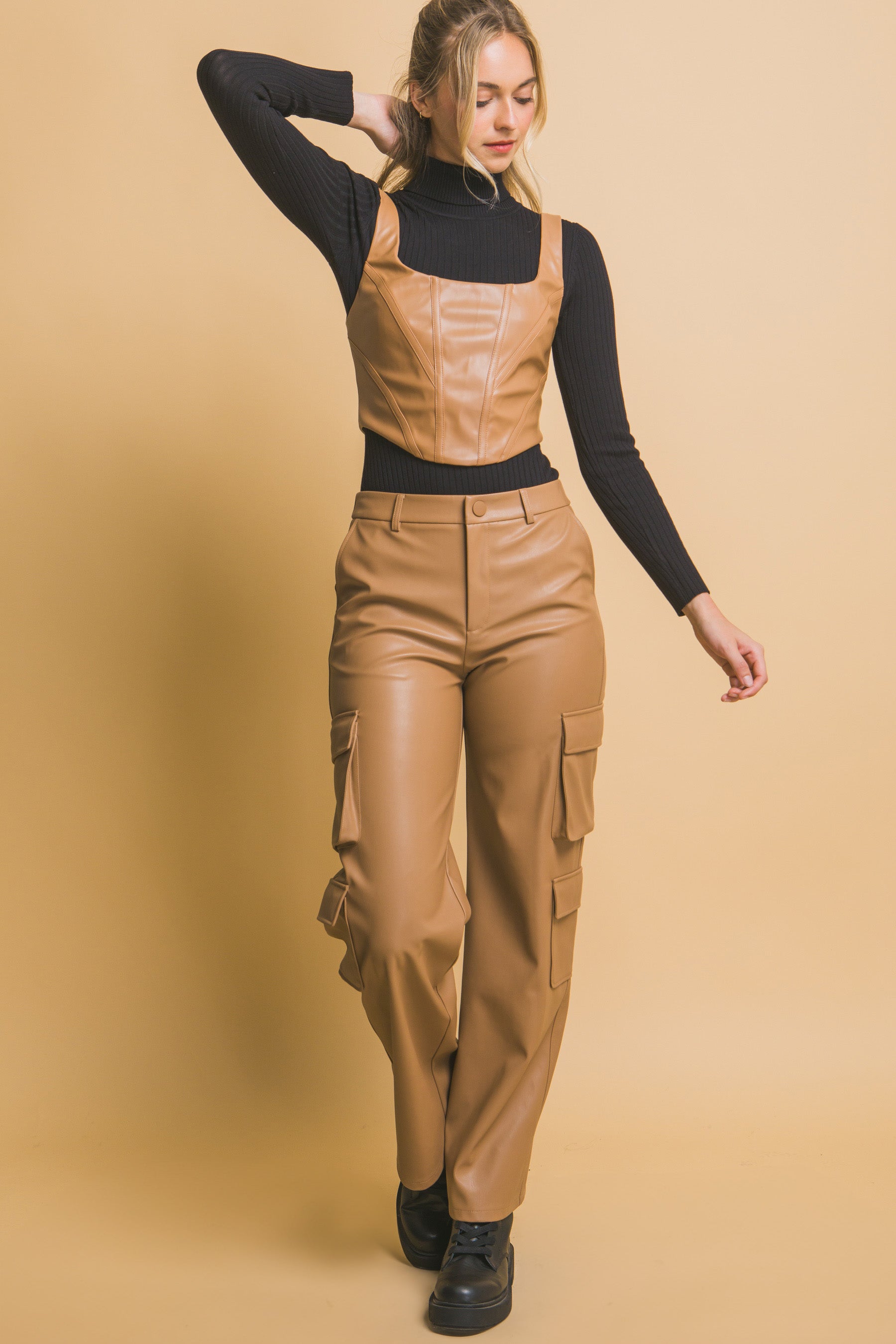 Faux Leather Corset Inspired Top