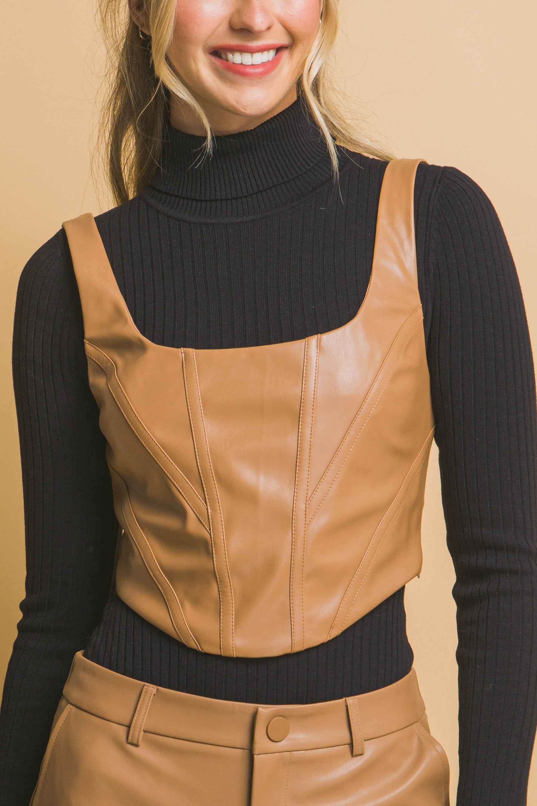 Faux Leather Corset Inspired Top