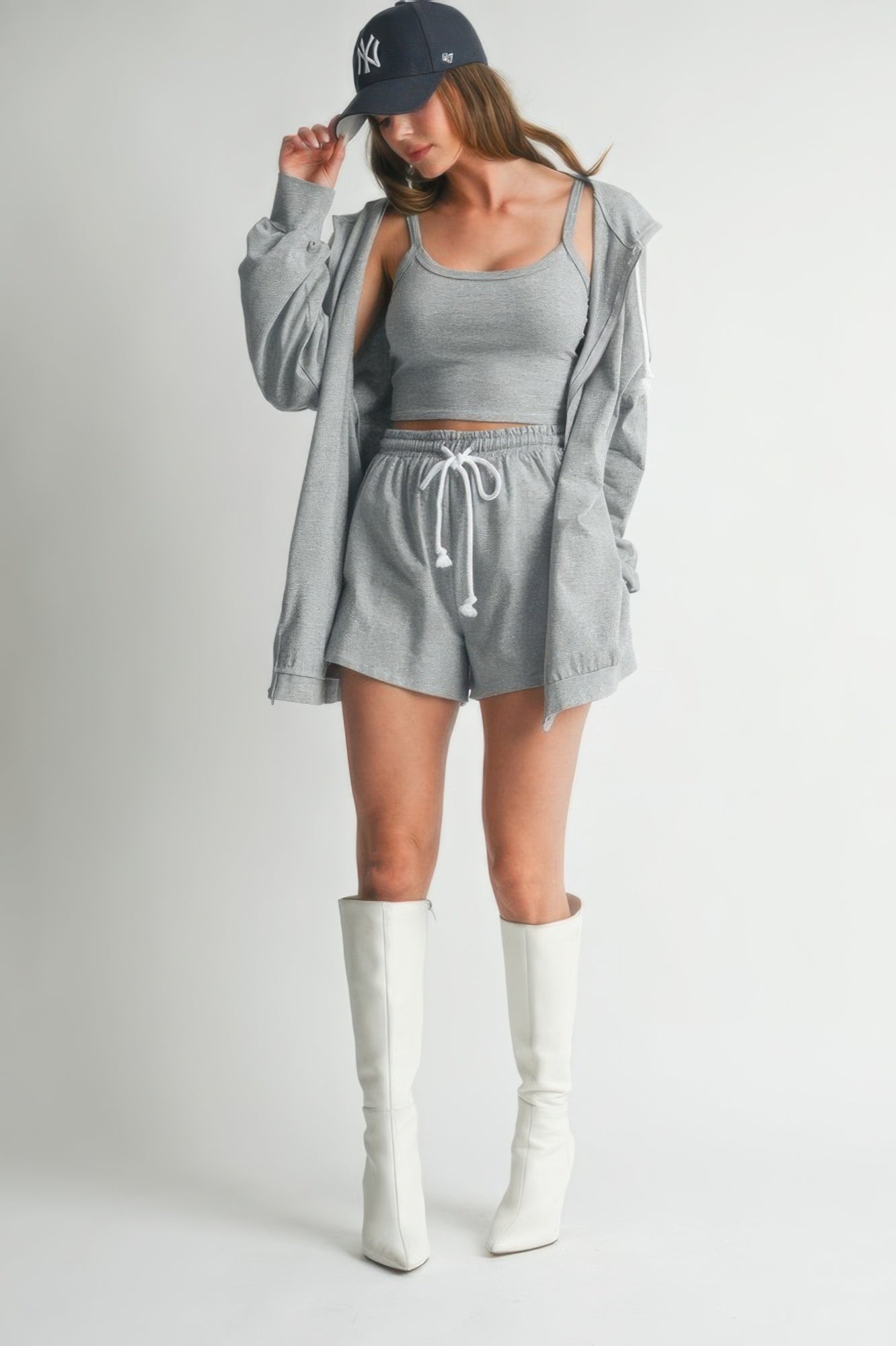 Soft Cotton 3Pc Crop Top Sweater Set