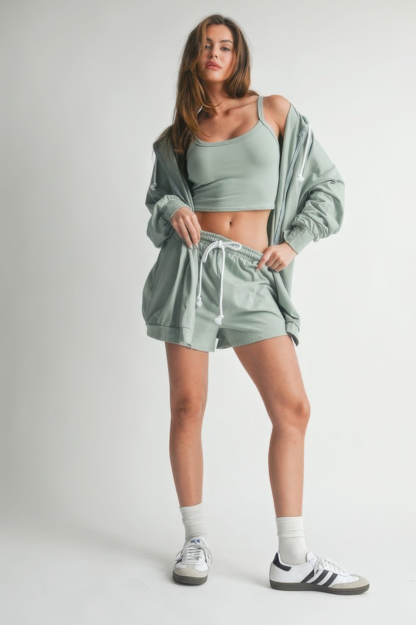 Soft Cotton 3Pc Crop Top Sweater Set