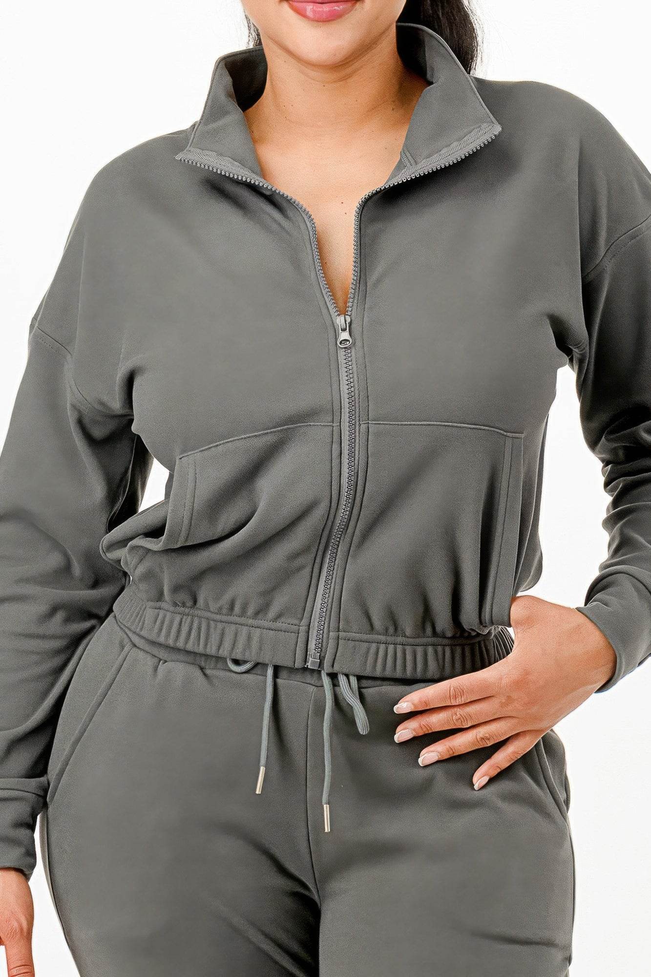 Soft Zip-up Flare-Fit Pants Track Suit Set - Fashions Envy