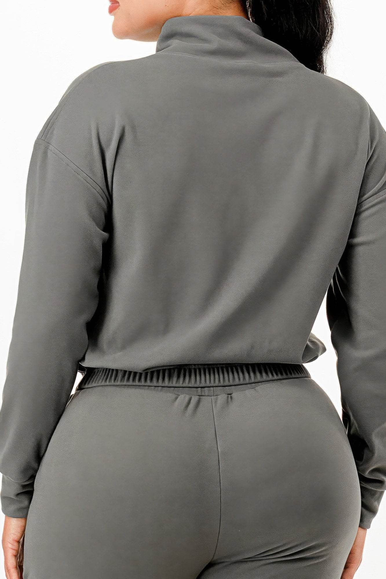 Soft Zip-up Flare-Fit Pants Track Suit Set - Fashions Envy