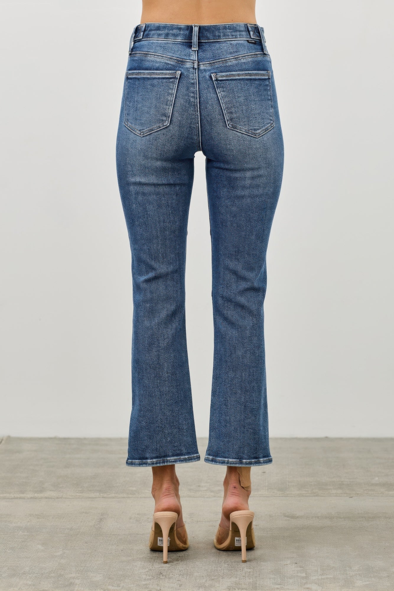 Mid Rise Skinny Crop Jeans - Tummy Control Stretch Denim - Fashions Envy