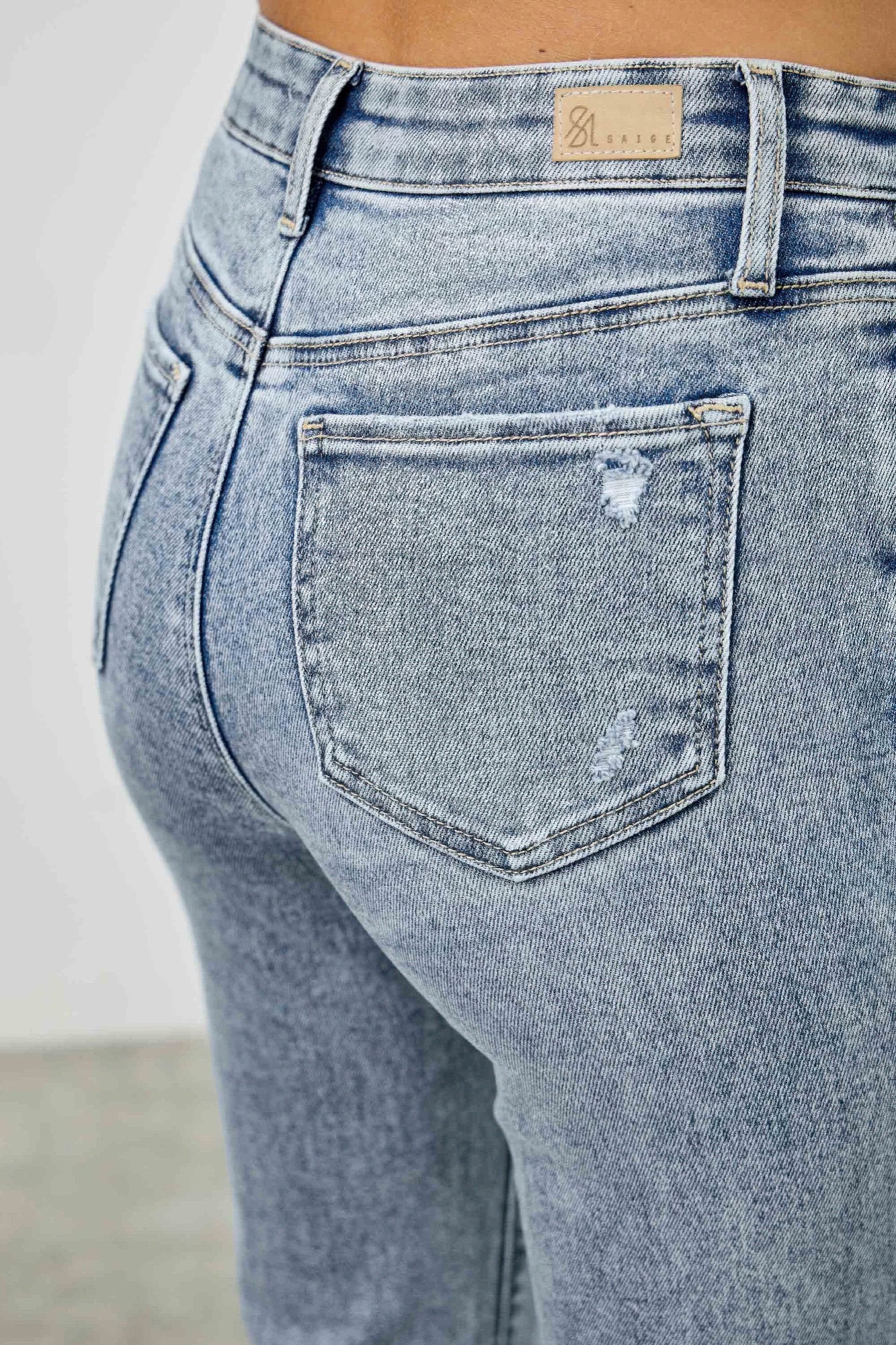 High Rise Kick Flare Jeans - Rhinestone Embellished Denim - Fashions Envy