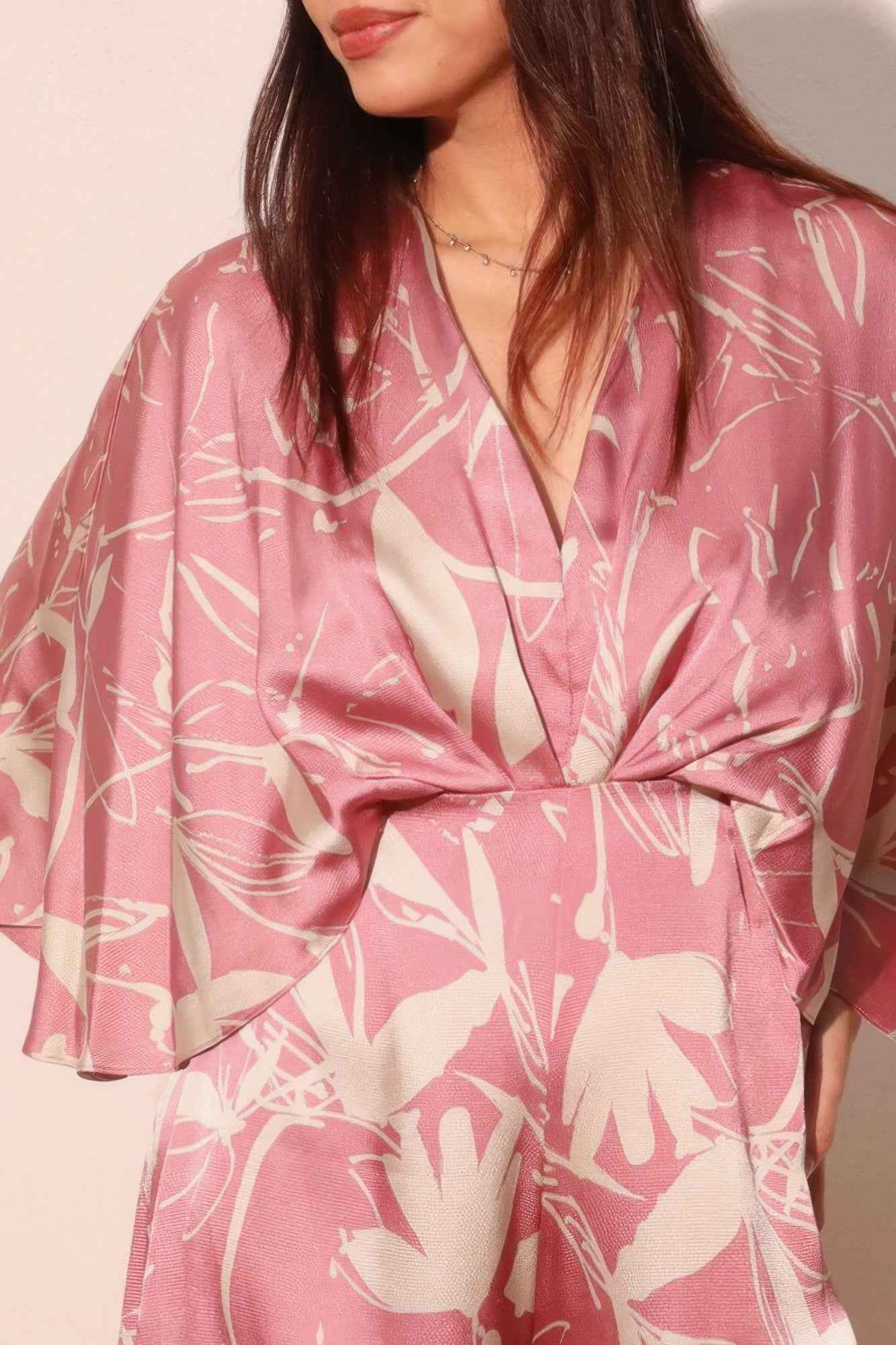 Satin Cape Jumpsuit - Dreaming Lily Print