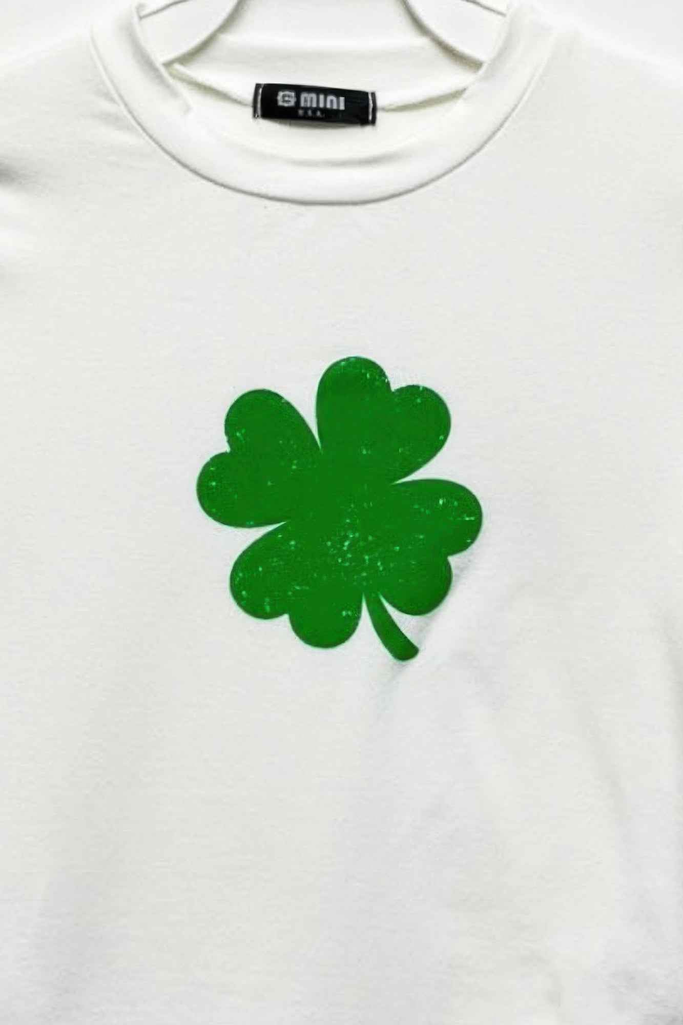 Four Leaf Clover Graphic Print Cotton Top