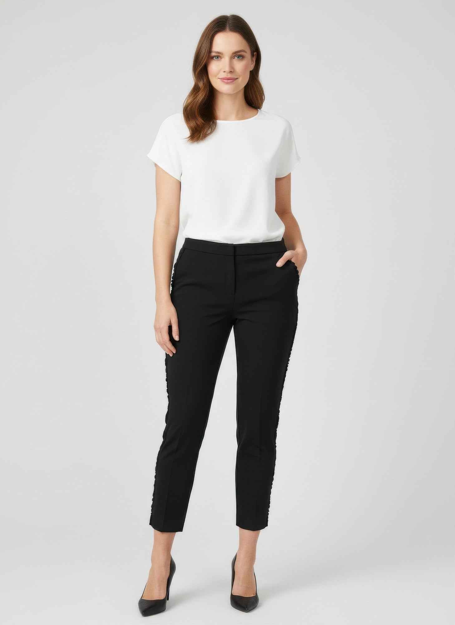 Zac & Rachel Slim Ankle Pants - Ruffle Pocket Detail