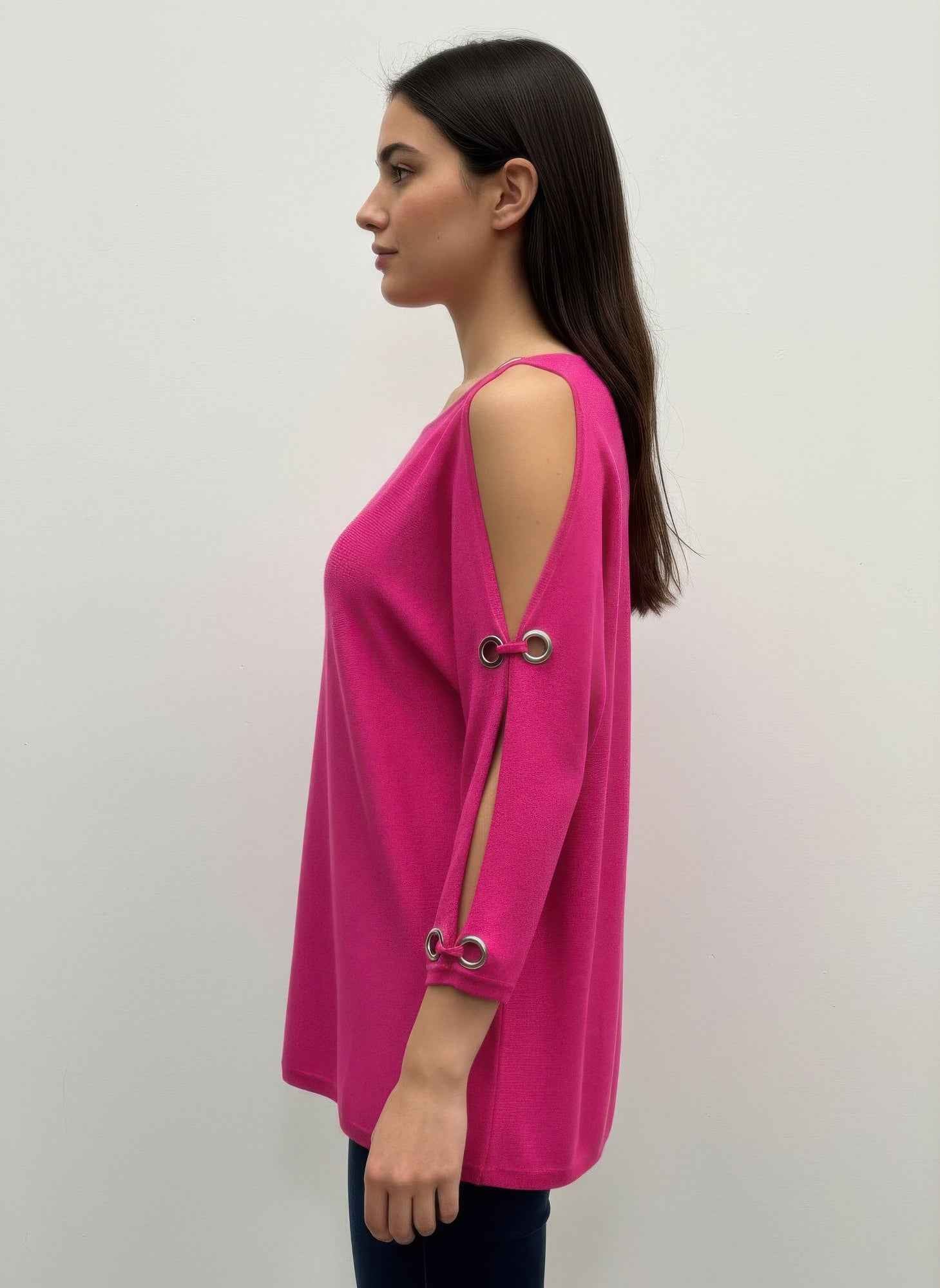 Cable & Gauge Pullover Sweater - Grommet Cutout Sleeve