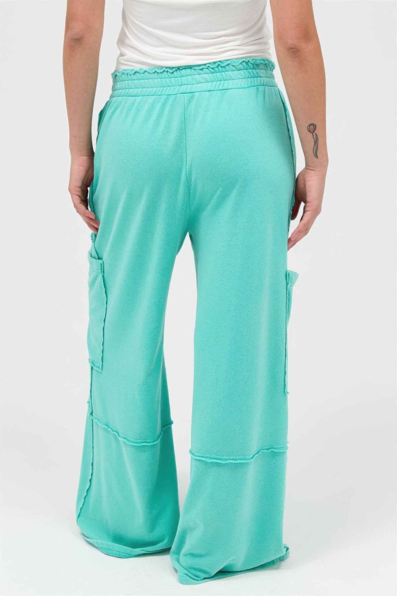 Mineral Wash Wide Leg Cargo Pants