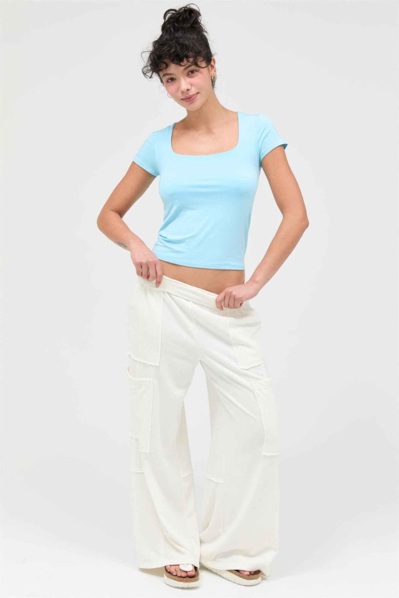 Mineral Wash Wide Leg Cargo Pants