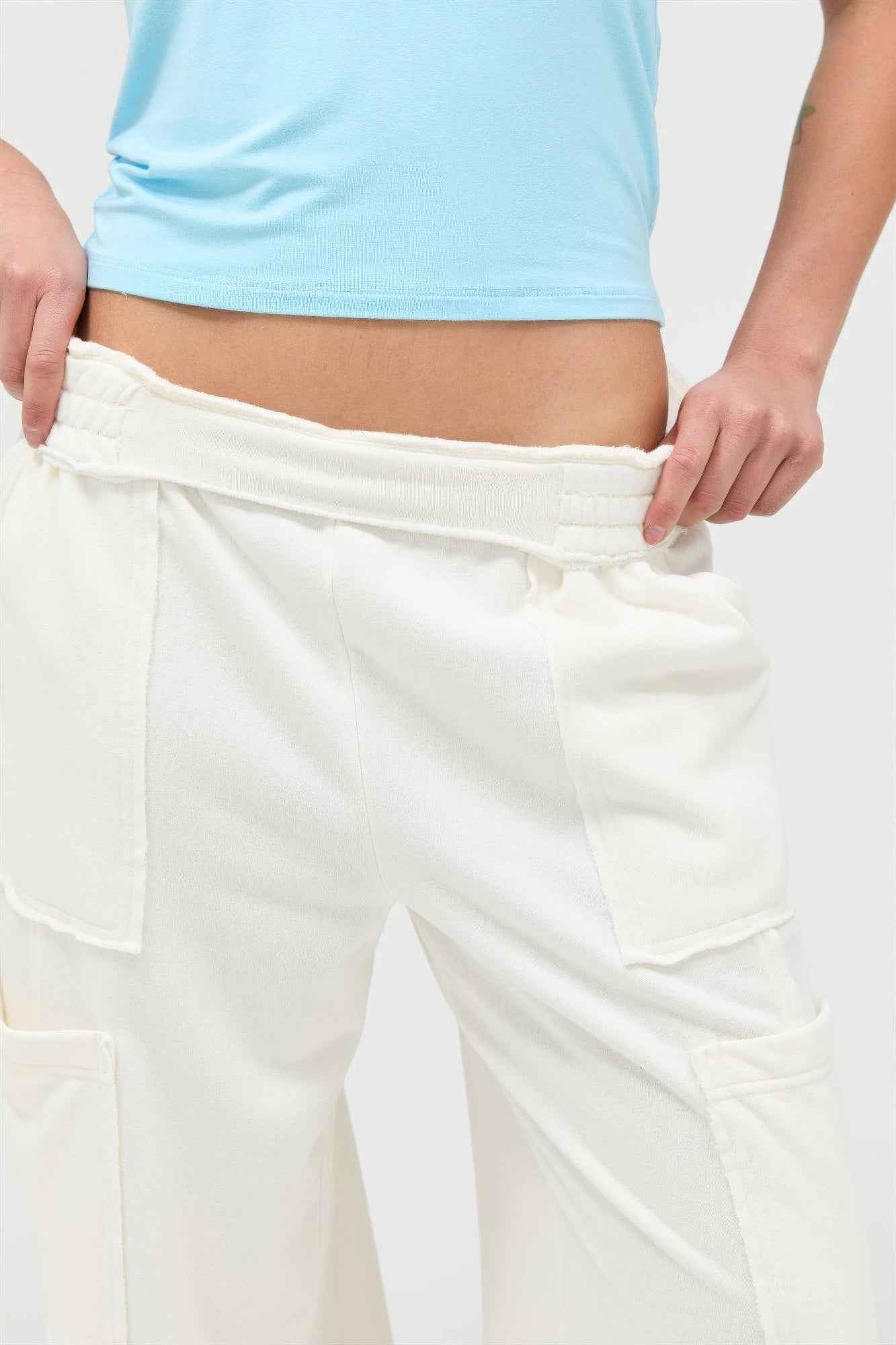 Mineral Wash Wide Leg Cargo Pants