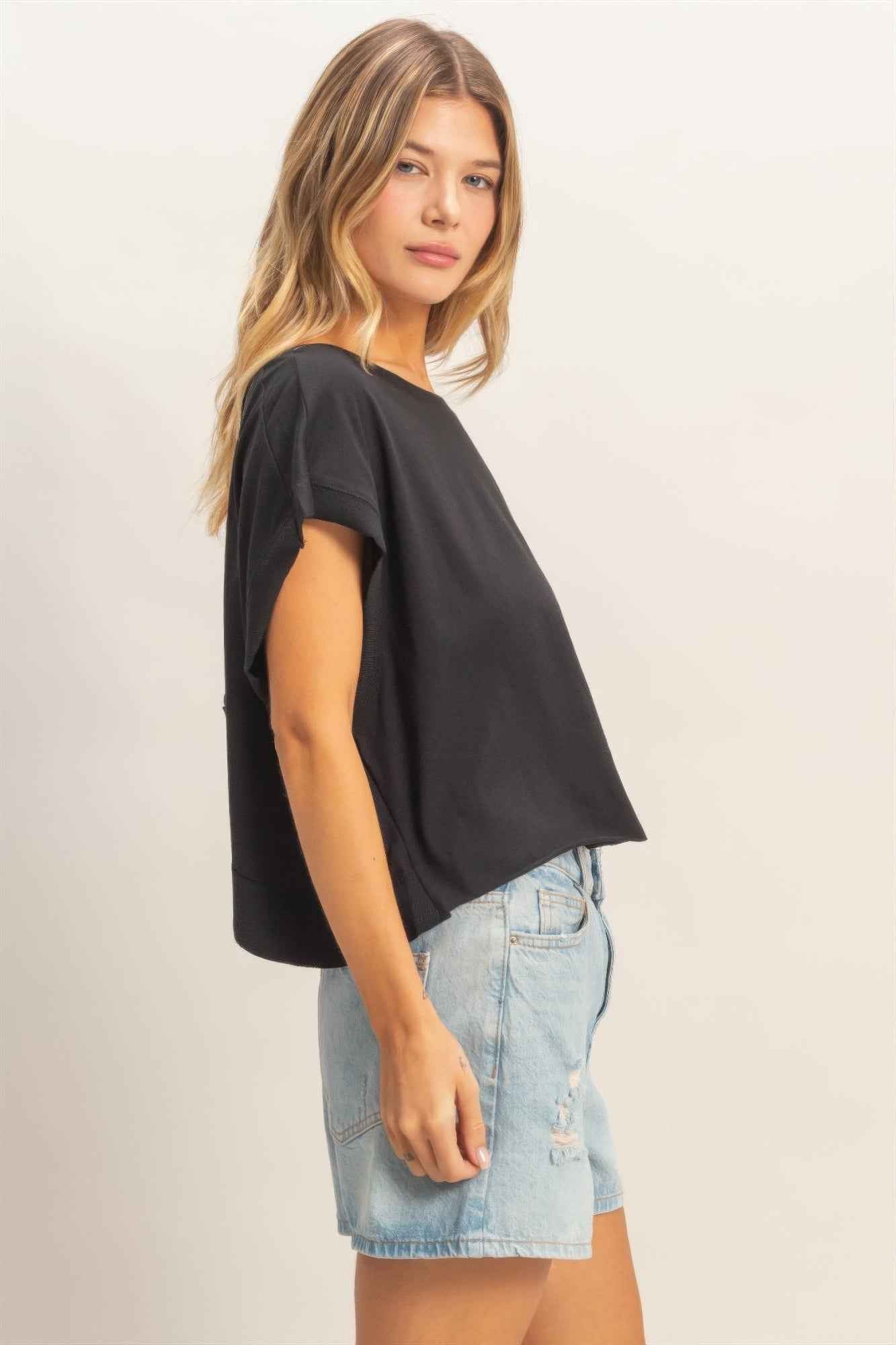 Boxy Crew Neck T-shirt - Relaxed Fit Top