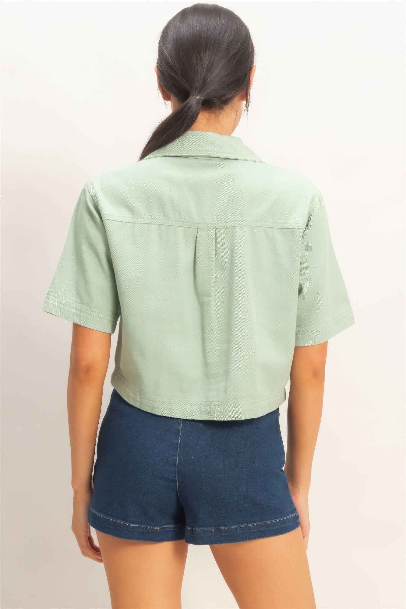Collared V-neck Top
